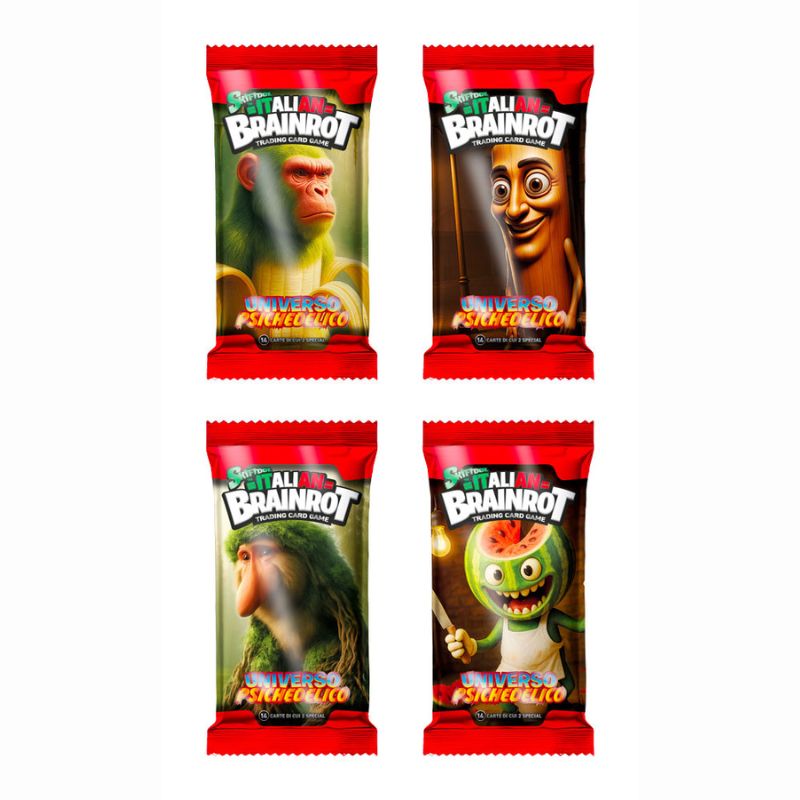 6 Bustine Carte Olografiche 3D Skifidol – Collezione Italian Brainrot Con Personaggi Psichedelici